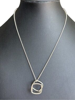 Tiffany & Co Frank Gehry Torque Open Geometric Pendant Necklace Sterling Silver